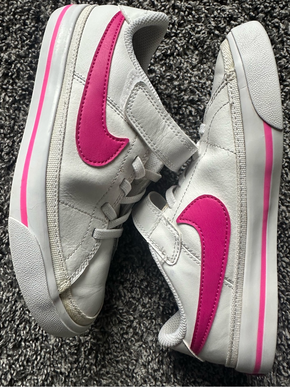 Nike Court Legacy White Hot Pink Sneakers Size 1 Youth - Picture 2 of 7